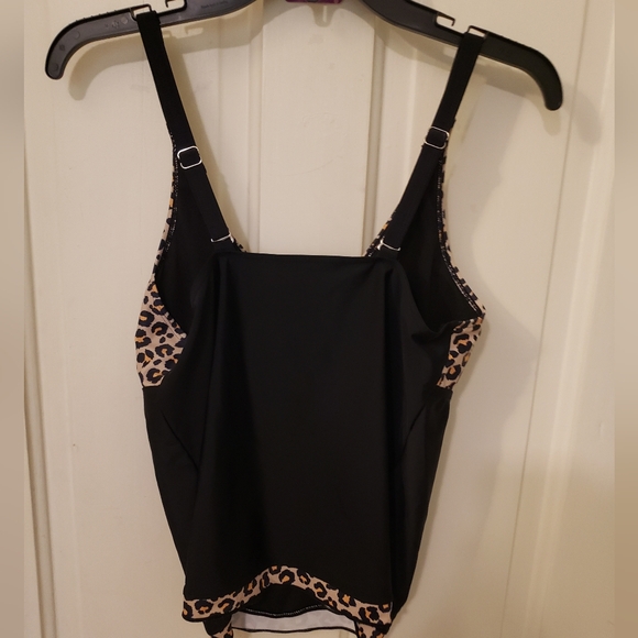 Two Piece Black and Animal Print Swim Suit - Picture 8 of 14